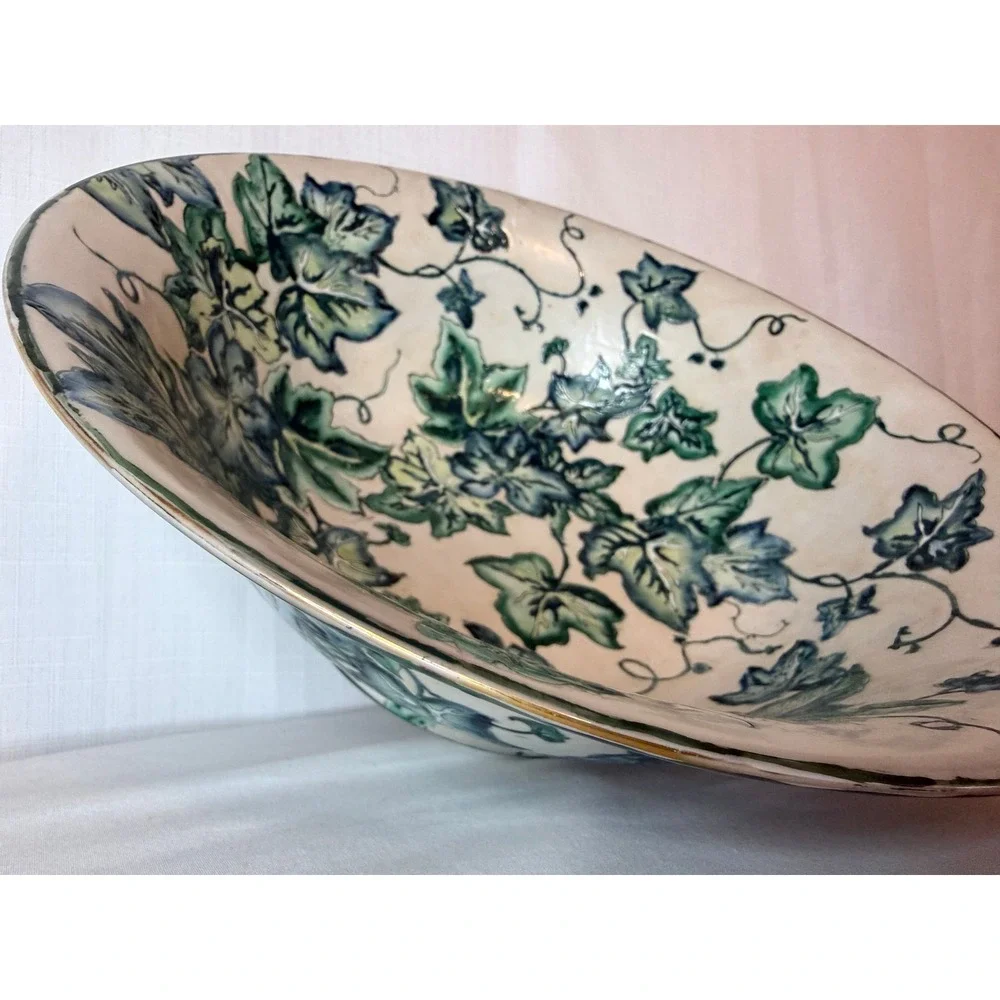 Large Vintage Chinese Ivy Floral Bowl Oklahoma Importing‎ Co 12